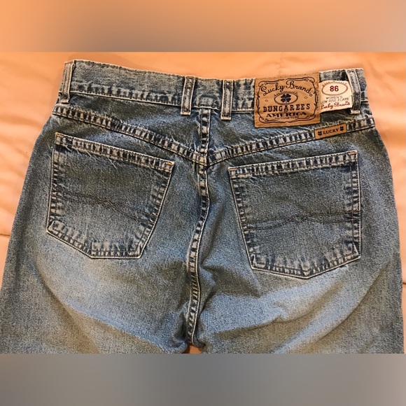 Vintage Lucky Brand Low Rise Flare Dungaree Jeans - 10 / 30 - Picture 10 of 12